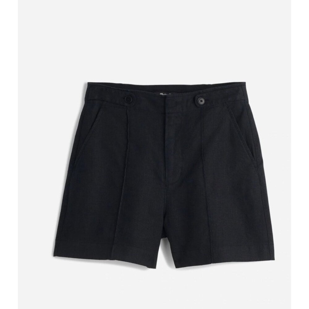 Madewell Women’s 100% Linen Shorts Black High Rise Clean Button Pockets 10 1D - Picture 4 of 14